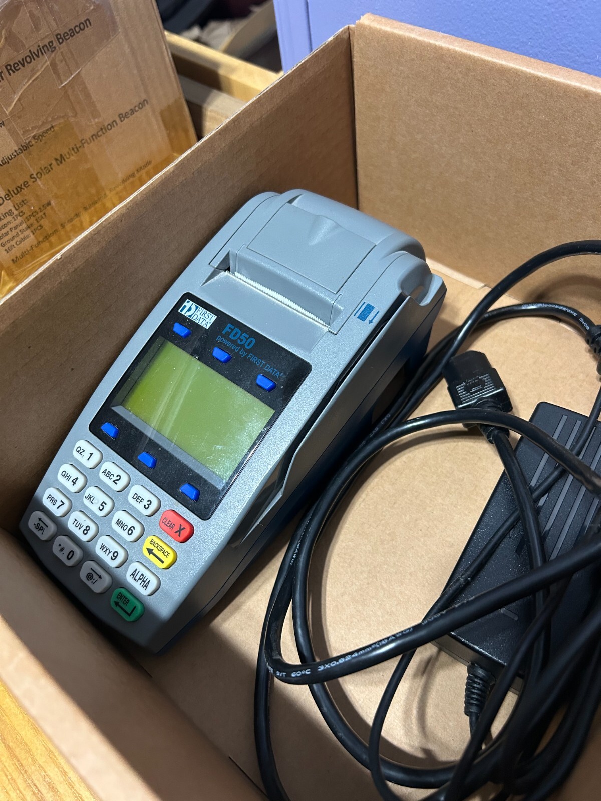 FIRST DATA FD50 Credit Card Terminal – Used with Power Supply and Original Box