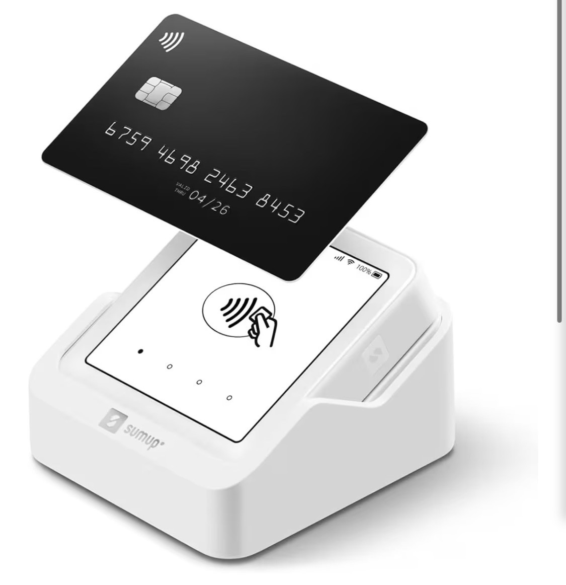 Credit Card Payment Card Reader with Charging Station. Full Touch-Screen Interfa