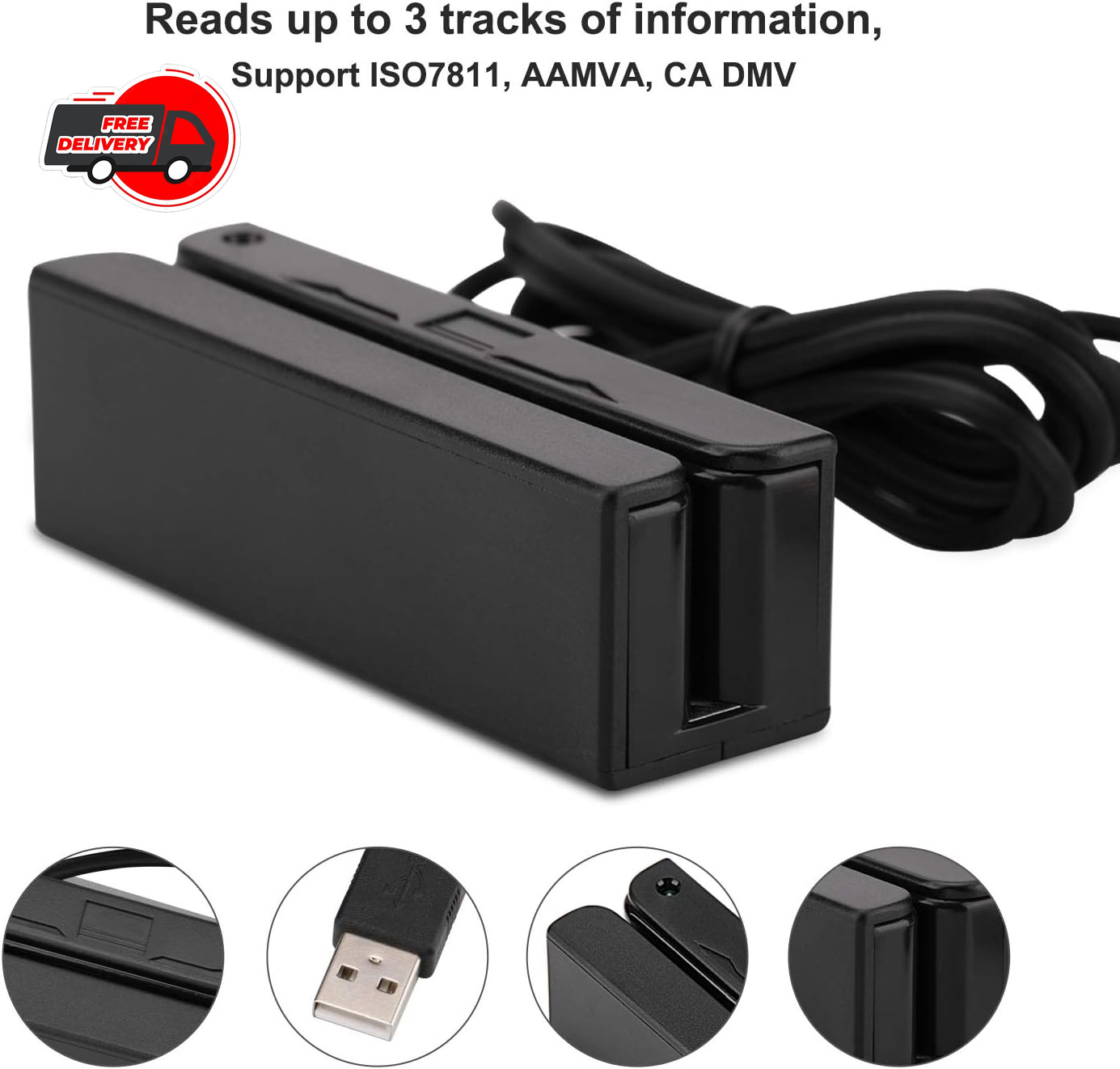 MSR90 USB Swipe Magnetic Credit Card Reader 3 Tracks Mini Smart Card Reader