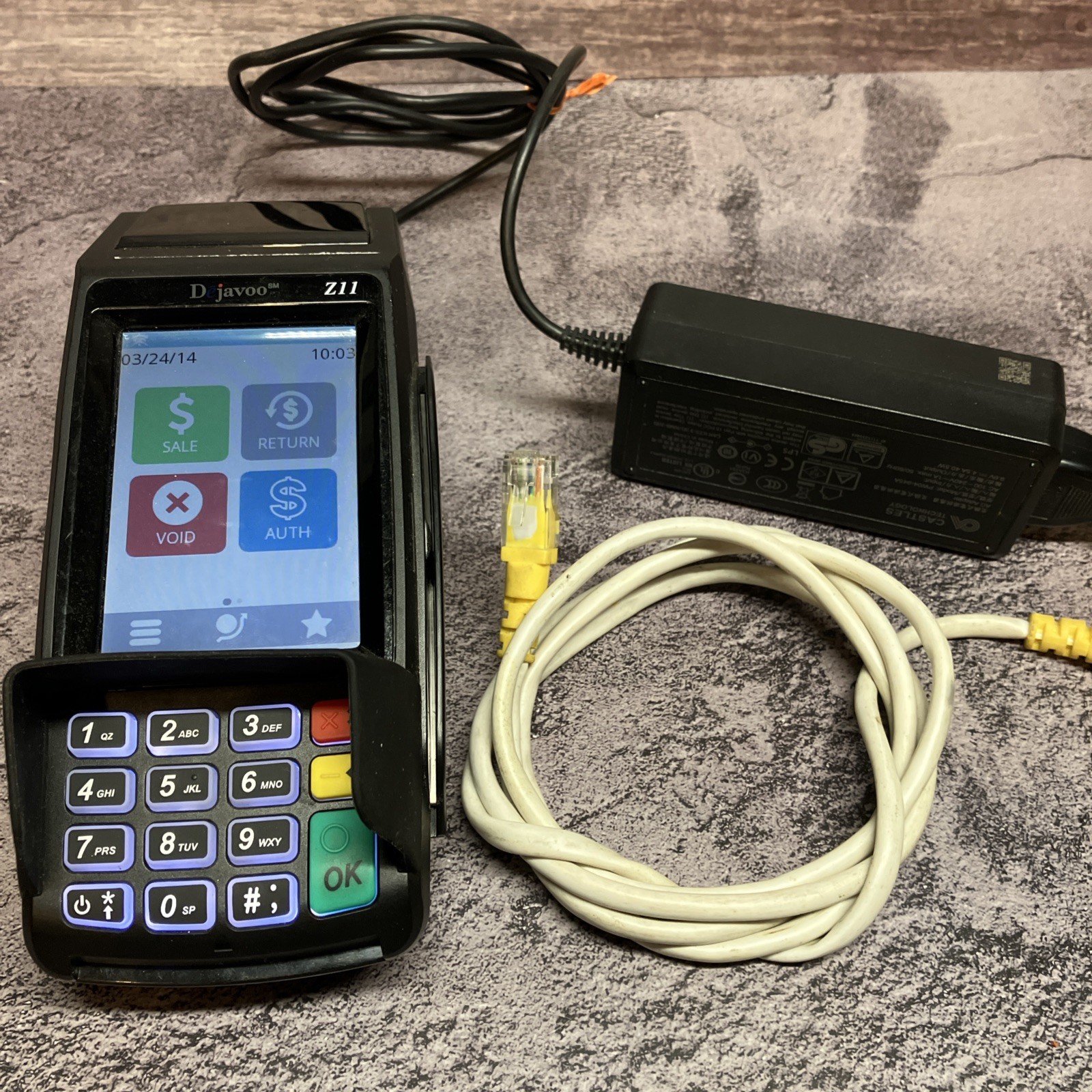 Dejavoo Z11 VEGA3000 Credit/Debt Card Terminal w/AC Power Supply & Network Cable