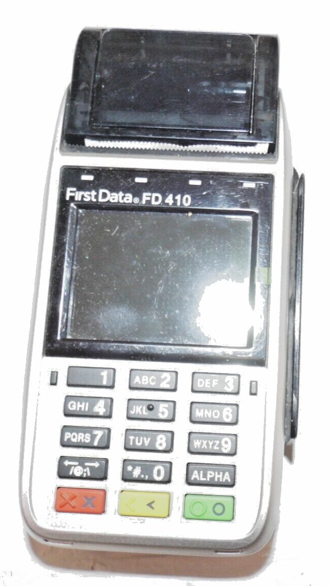 FIRST DATA FD 410 CREDIT CARD MACHINE WIRELESS DEBIT READER No Charging Cord
