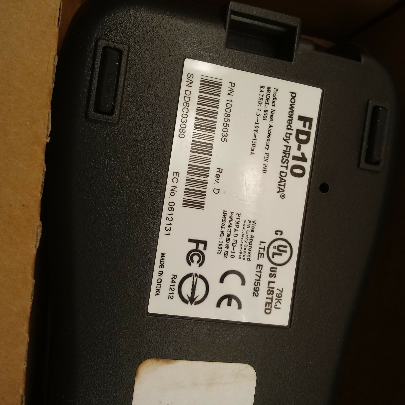 First Data Fd-10 Debit Credit Card Pin Pad 8001 PCI Terminal