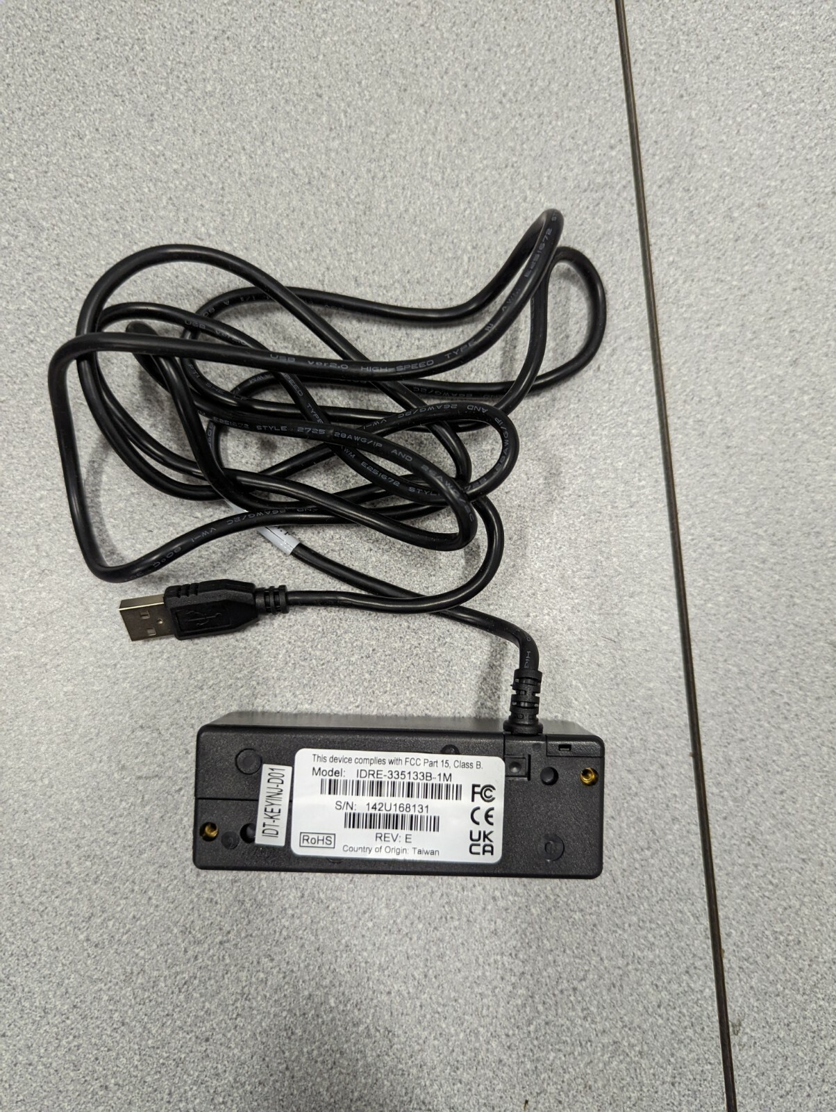 Idtech IDRE-335133B-1M SecureMag Encrypted MagStripe Reader, MSR Track 3 USB-HID