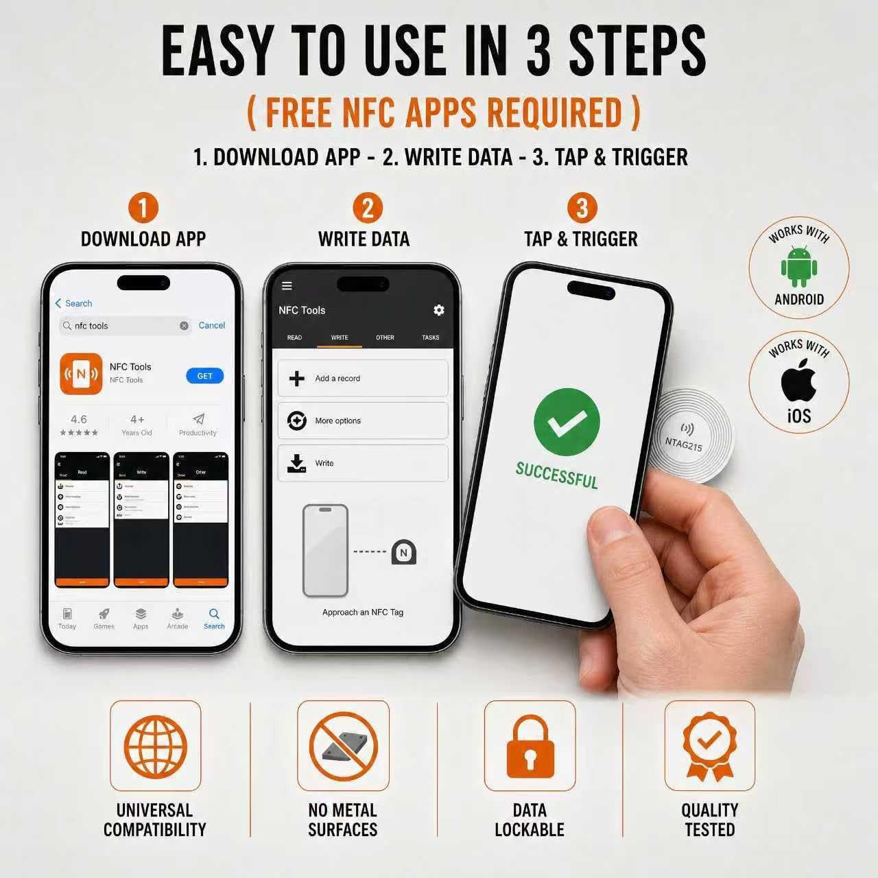 LOYAL SEA 504B NFC Tags NTAG215 60pcs