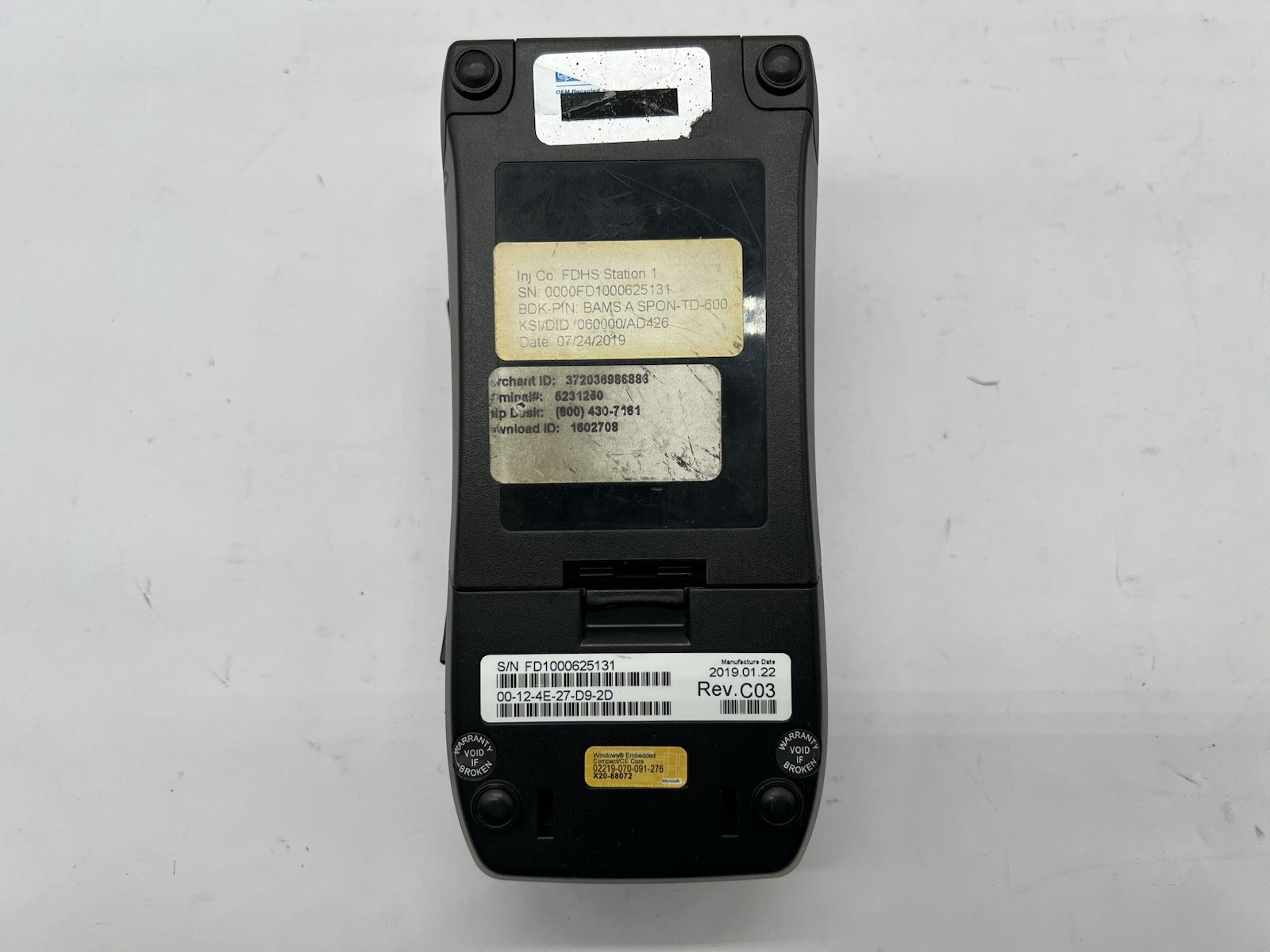 First Data FD130 Credit Card Terminal-No Power Supply