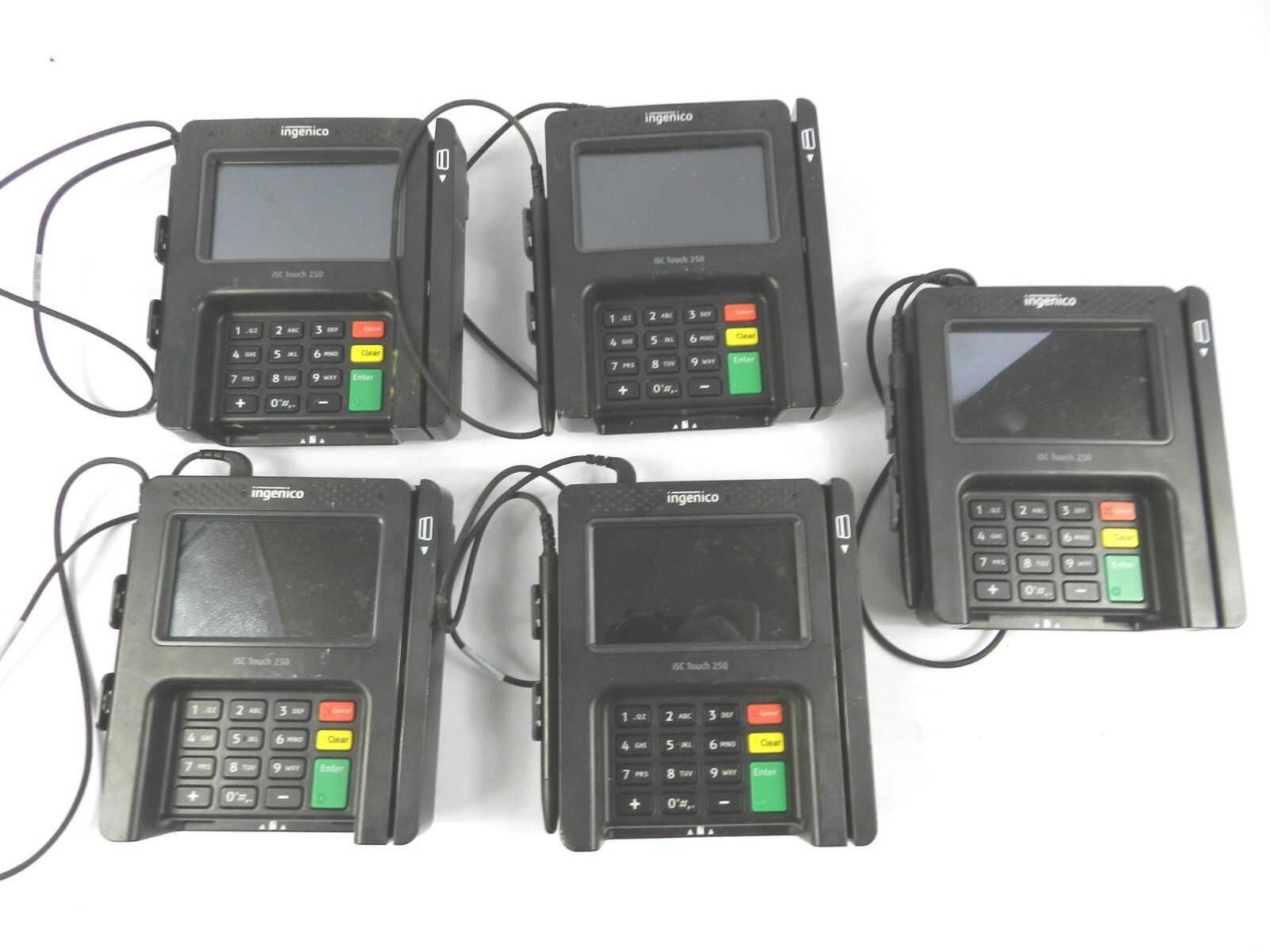 LOT (5) Ingenico ISC250-V4 iSC Touch 250 Card Readers w 5 Pens Black WORKS C321