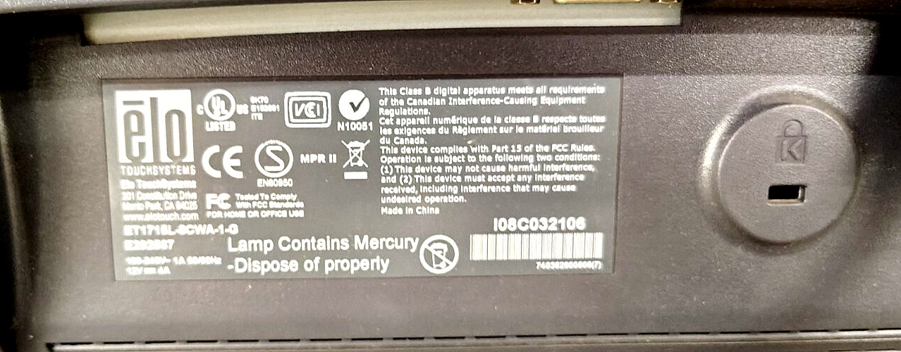 SELF-SERVICE INTERACTIVE TERMINAL W/ELO TOUCH SCREEN ET1715L-8CWA-1-G