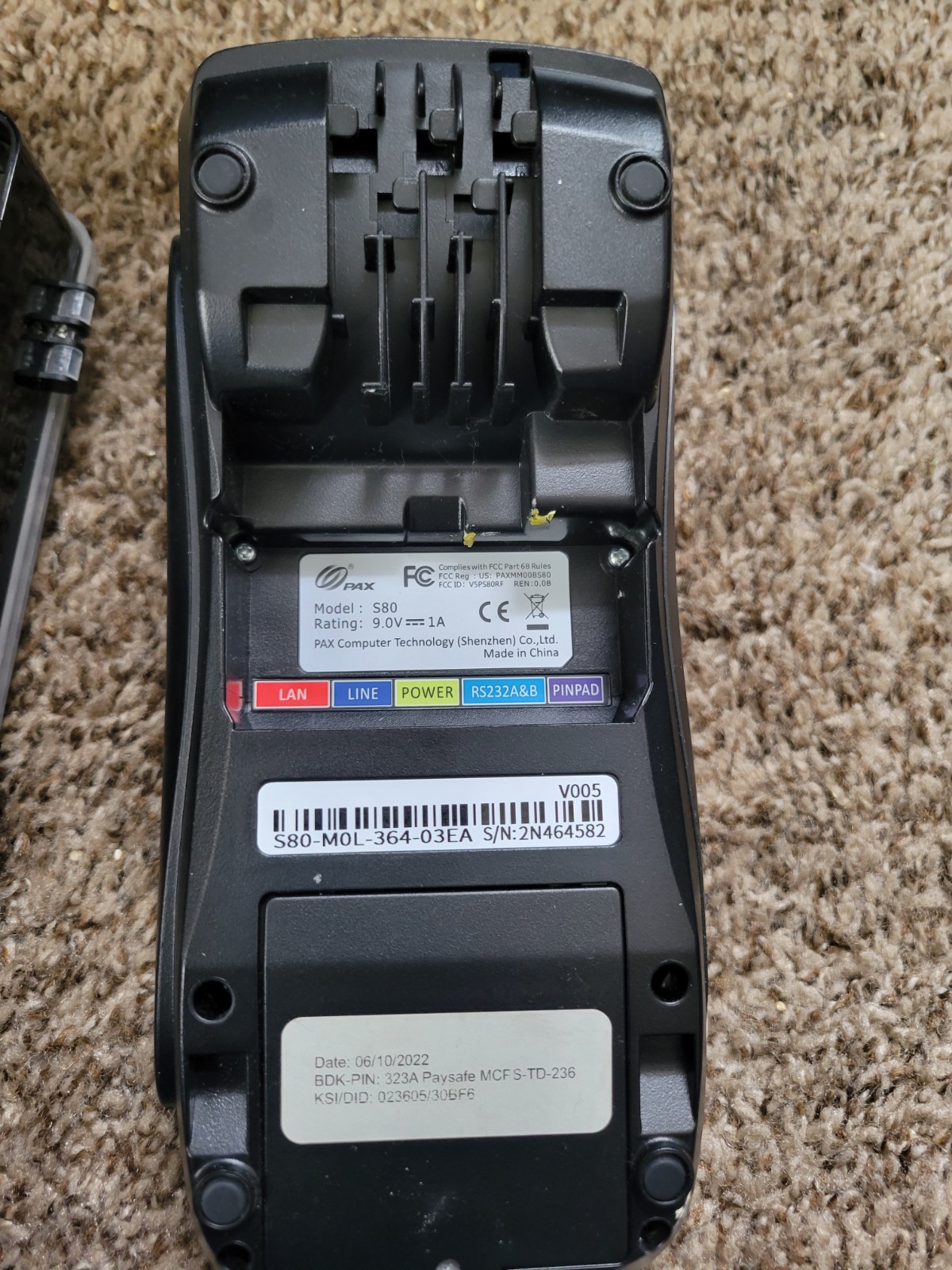 PAX S80 EMV NFC Credit Card Machine Black– S80-M0L-364-03EA – Not TESTED