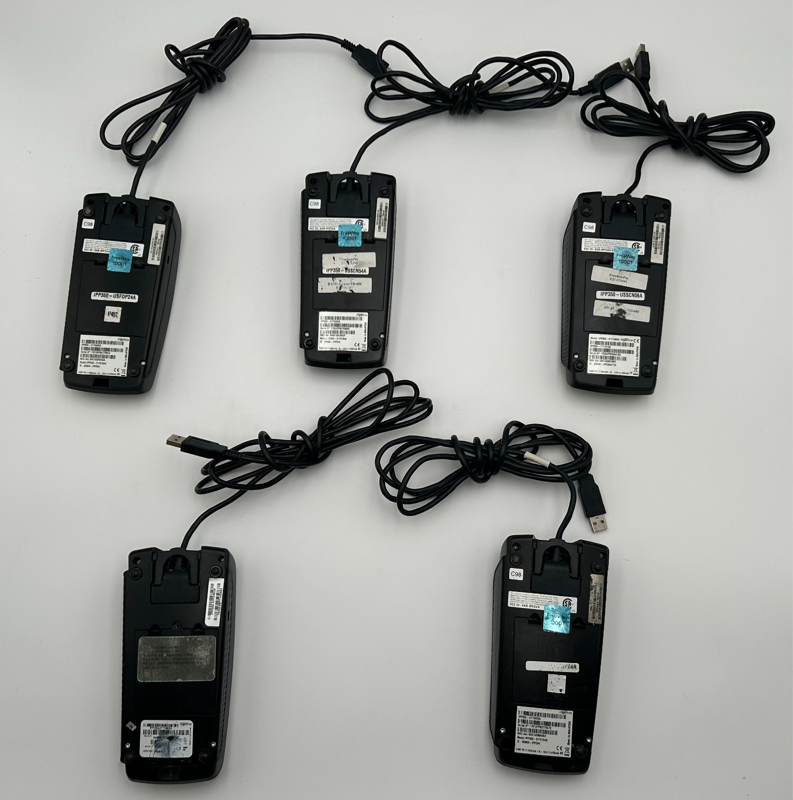 Lot of 5 Used Ingenico iPP350 Credit Card Reader IPP350-31T3154A