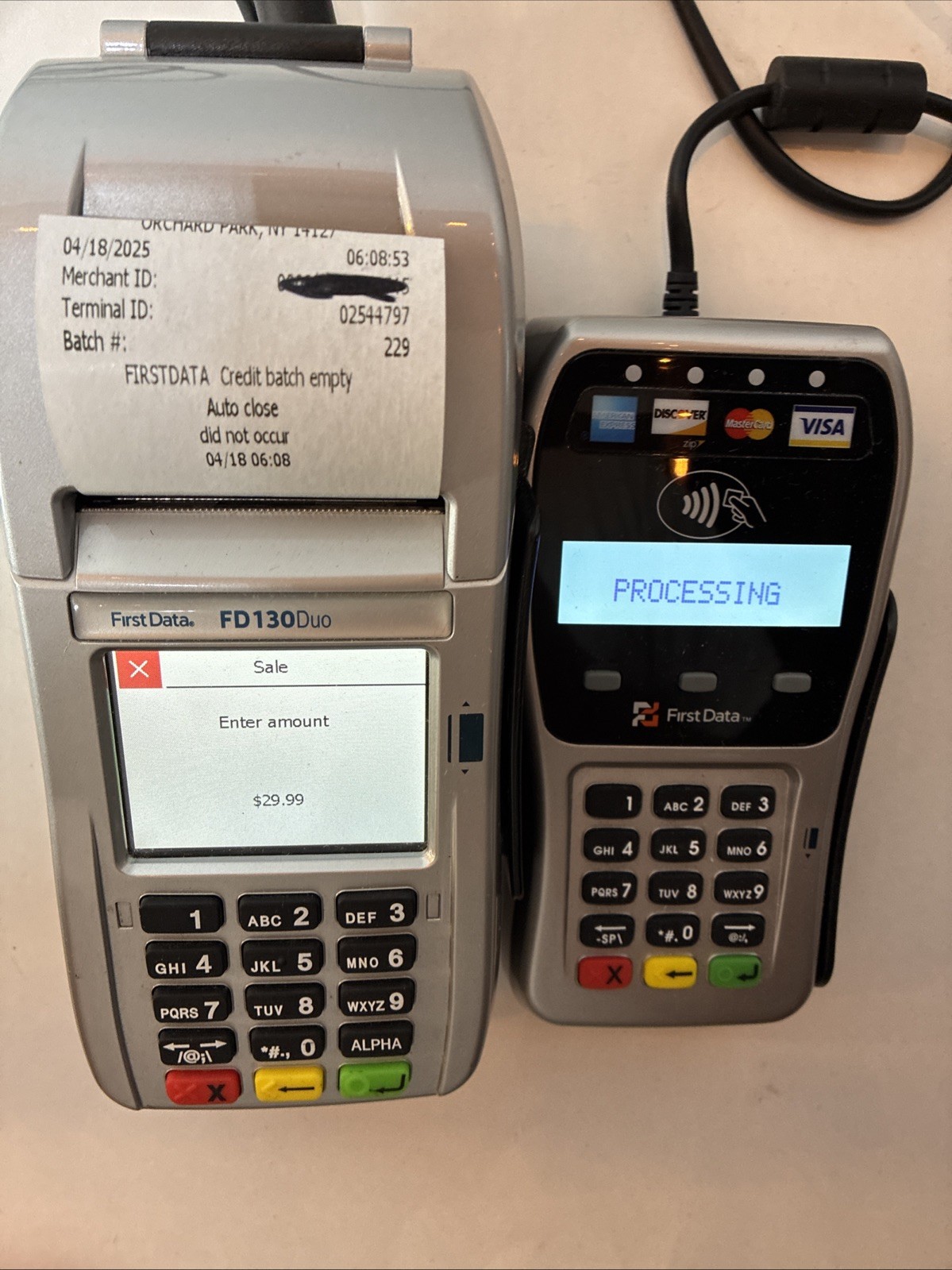 First Data FD130 Duo and FD-35 PIN Pad Credit Debit Card POS Terminal FD130Duo