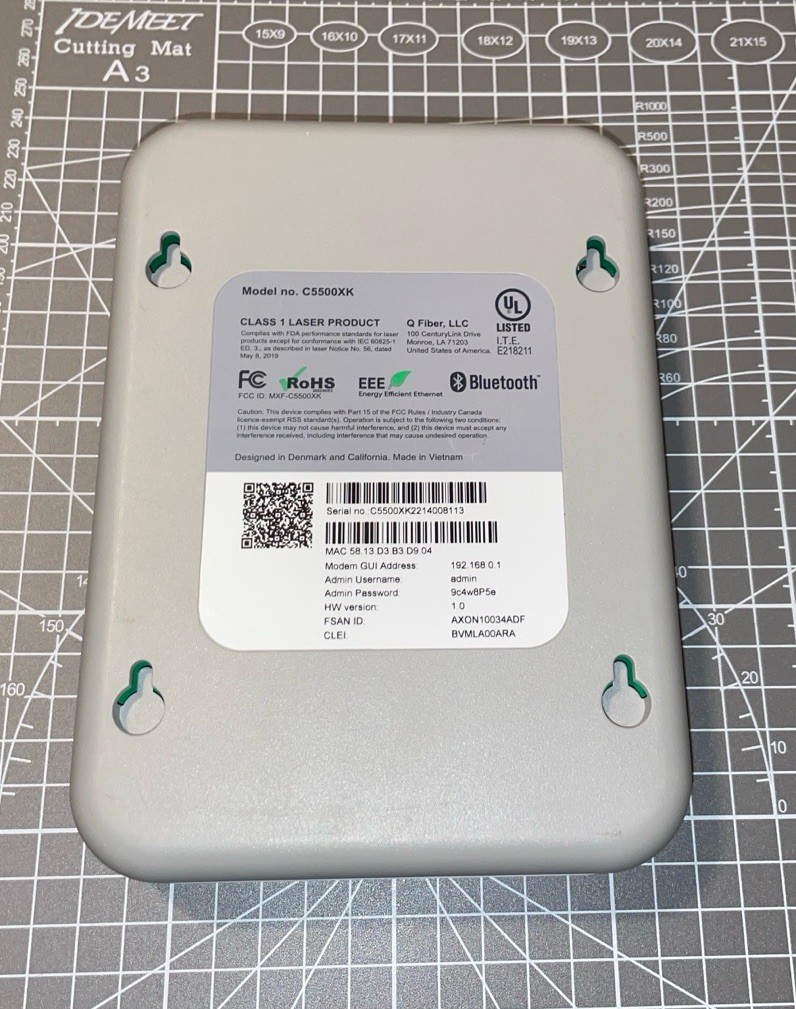 ✅ NEW ✅ Quantum Fiber C5500XK SmartNID fiber wall mount modem -W/O Power Adapter