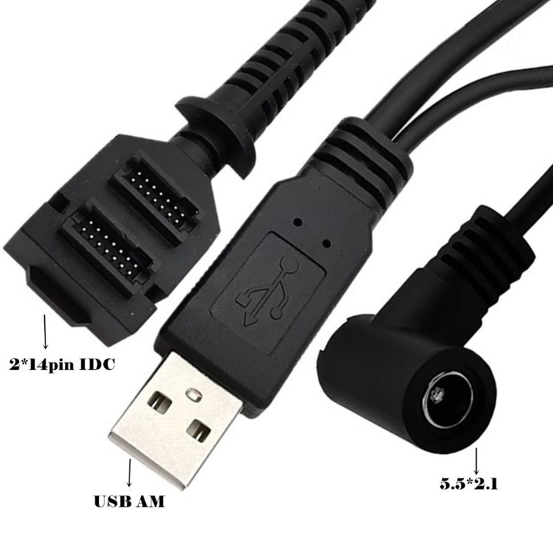 Flexible 14pin IDC DC5521 Female Power USB Cable For VX805 VX820 Scanner Line