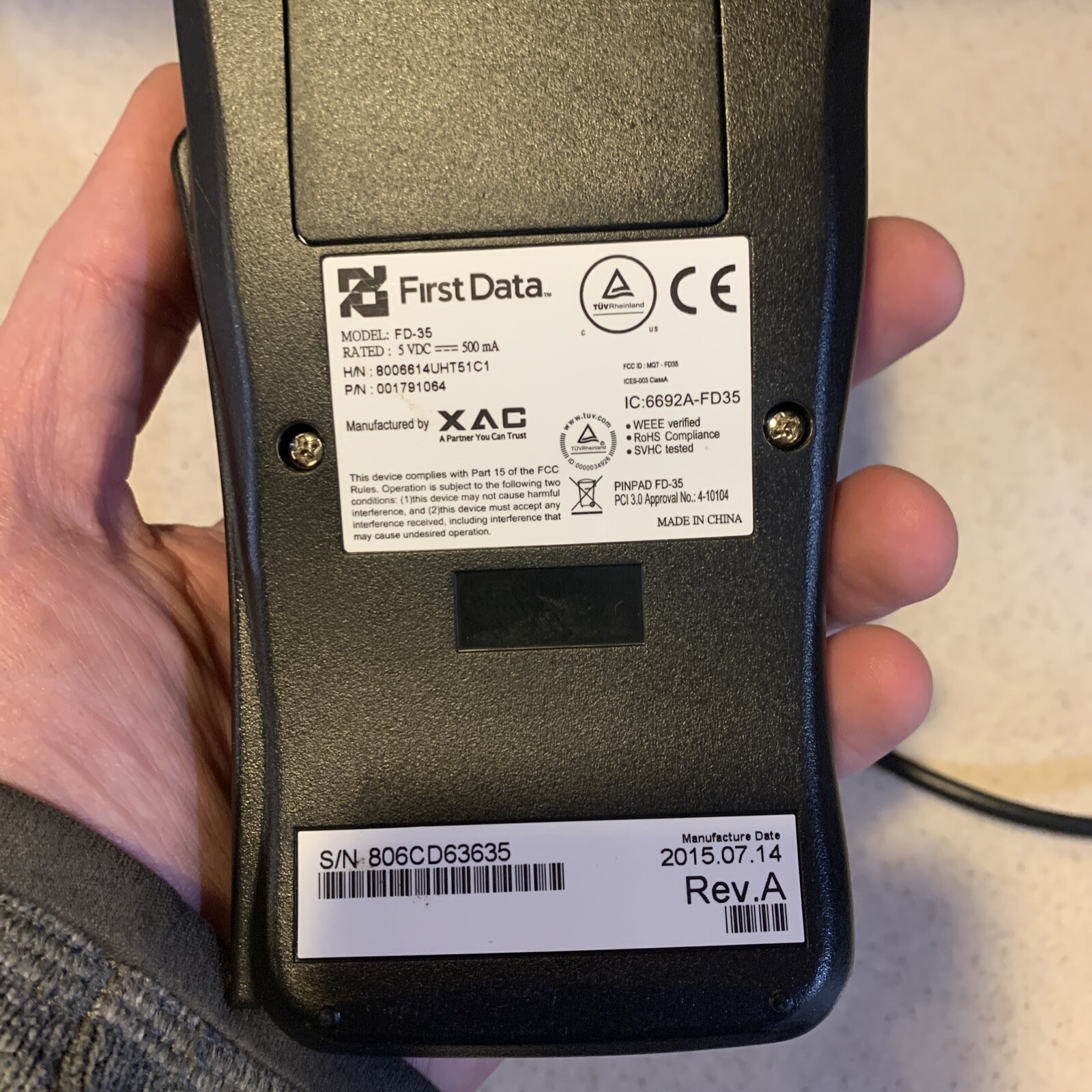 First Data FD-35 Pin Pad Credit Card Reader USB powered WORKING FREE SHIPPING