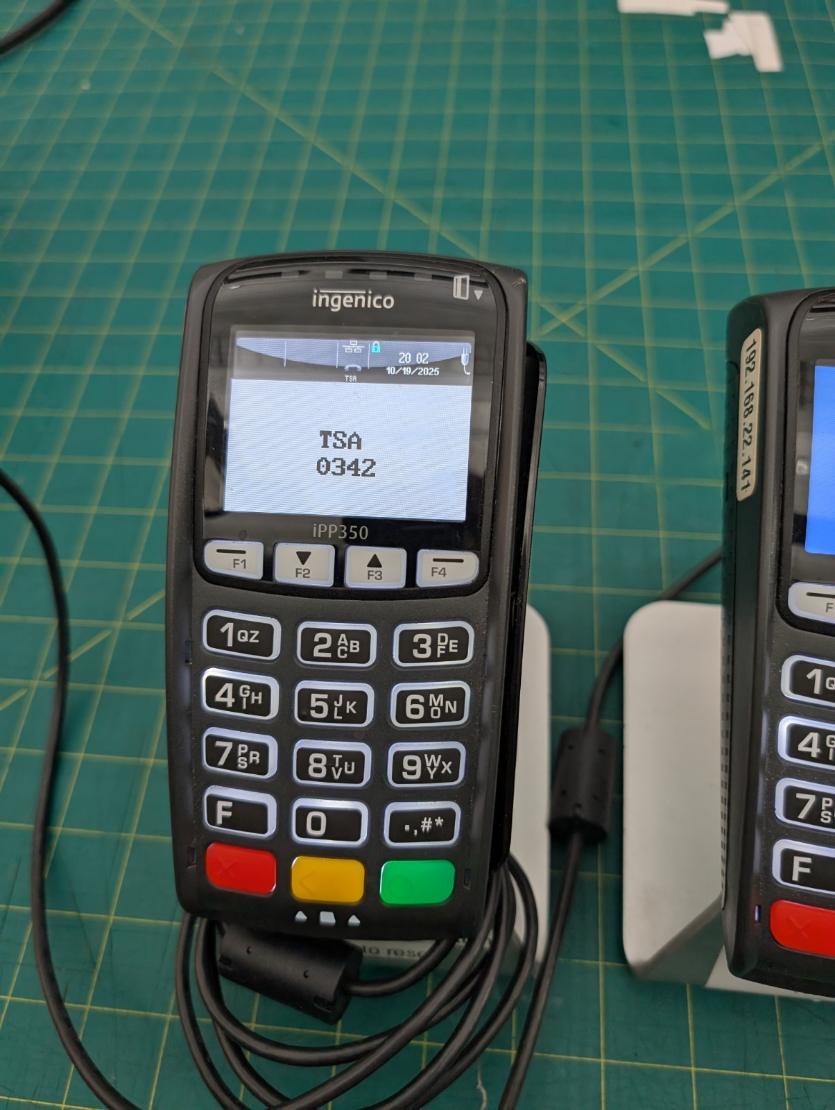 2x Aluminum Stands & Ingenico IPP350 Credit Card Terminal W/Power Supply
