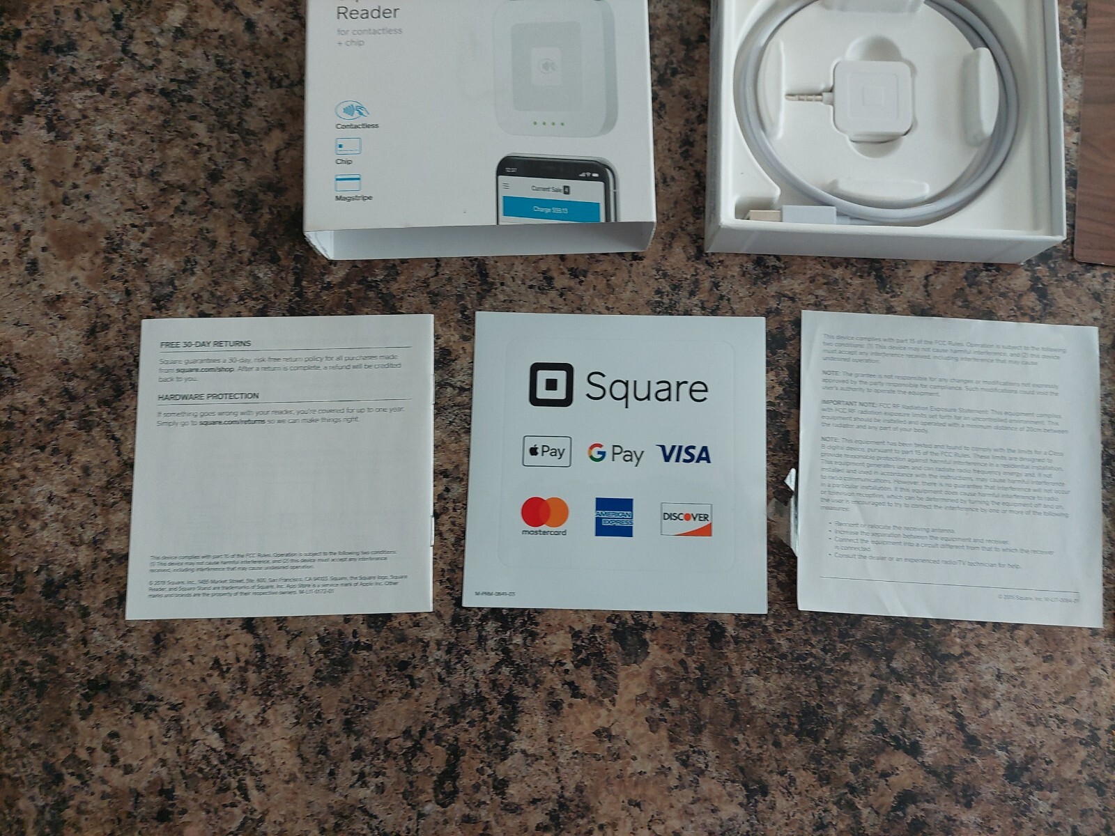 New open box Square Reader Accessories Only phone jack reader Sticker USB cable