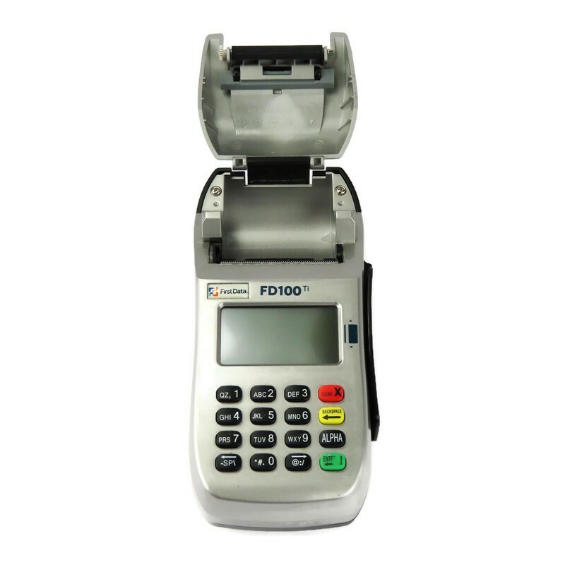 First Data FD100ti Credit Card Machine Used Powers On. No Power Cord