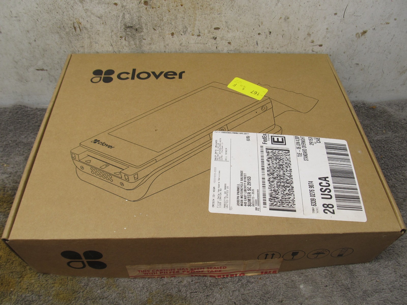 Clover Flex 3 Handheld POS System C405 + Wireless Cradle K405 + Charger Adapter