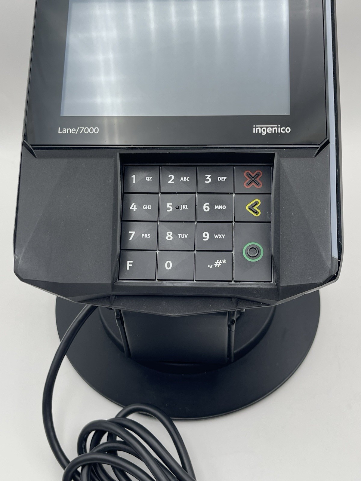 LOT OF 2 INGENICO LANE 7000 PRG30312951R CREDIT CARD TERMINAL w/ 12V USB & STAND