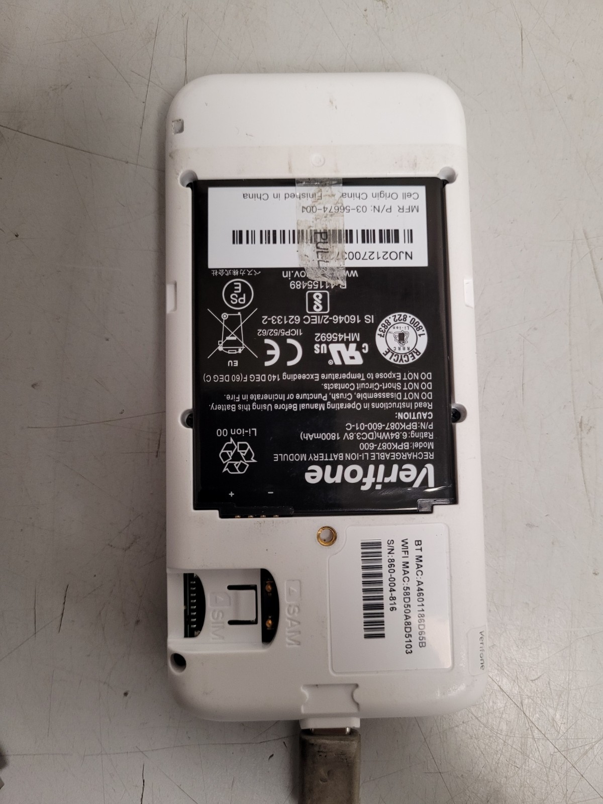 VeriFone e285 Mobile Payment Device Wi-Fi/Bluetooth Parts power tested Locked