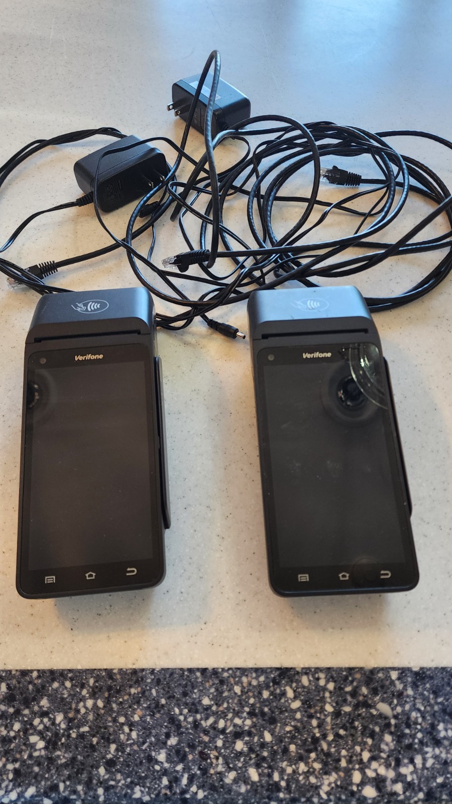 Two Verifone Model T650c Credit Card Terminal POS Device