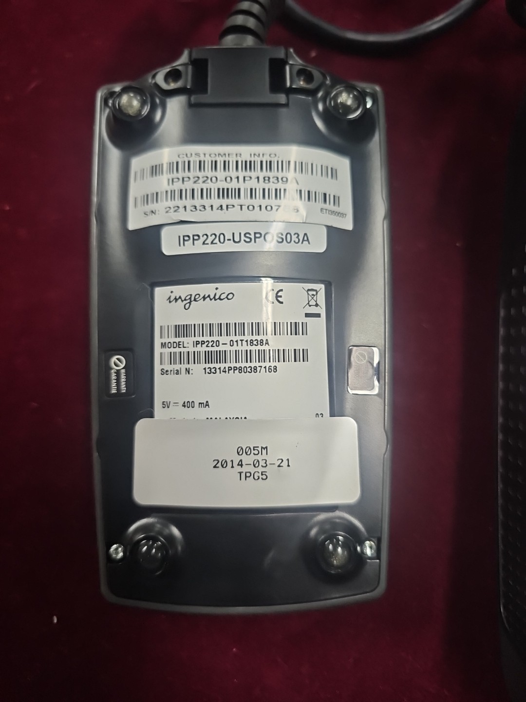 Ingenico ICT220 W/ IPP220 Pin Pad