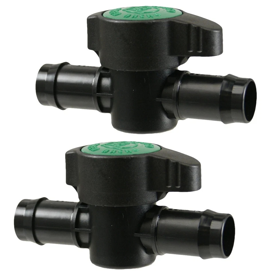 2-Pack In-Line Barbed Ball Valve 16mm For 1/2 and 5/8 Inch Tubing (.570 to .6…