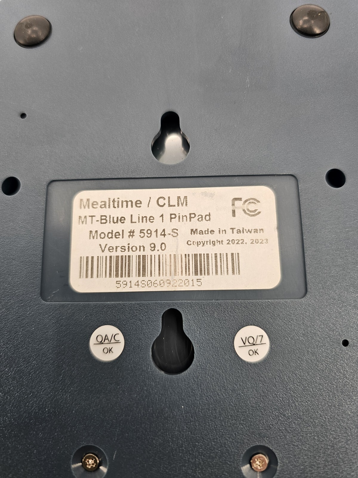 Mealtime / CLM MT-Blue Line 1 PinPad 5914-S Verion 9.0