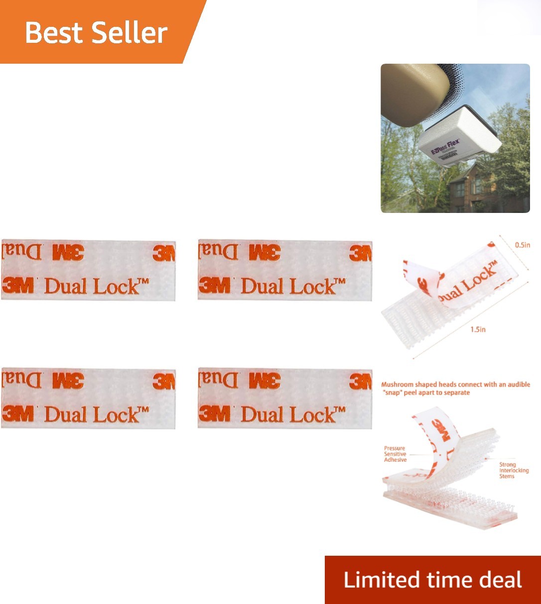 Universal IZoom Toll Tag Mount Kit – 4 Reclosable Fasteners, Indoor & Outdoor