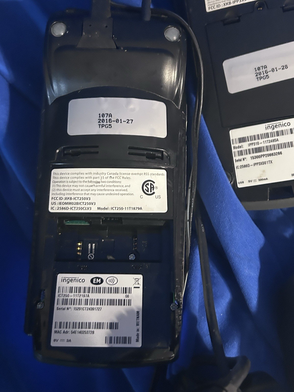 2 Pair of Ingenico Credit Card Readers iCT250 & iPP310 TSYS system only