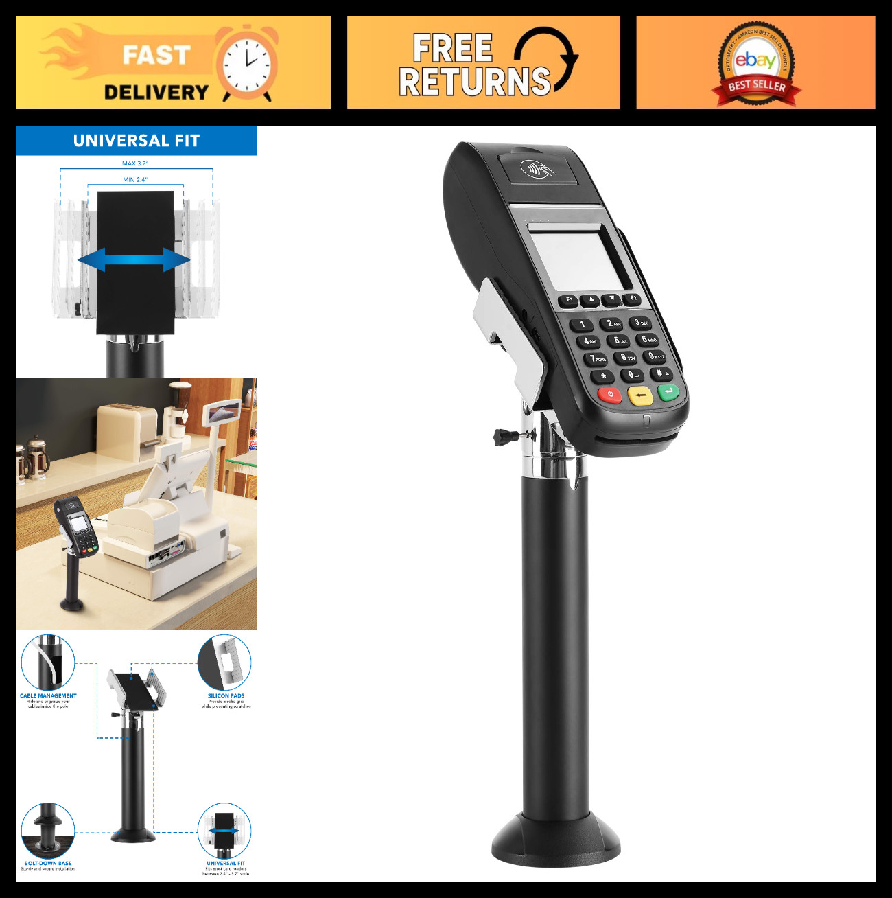 Universal Credit Card POS Terminal Stand for VeriFone Ingenico Readers | Adjusta