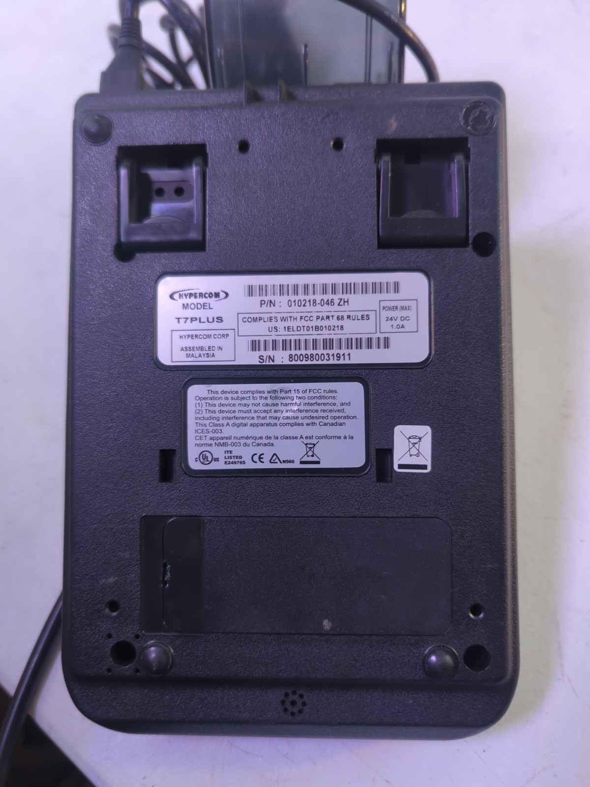 HYPERCOM T7Plus Credit Card Reader Terminal with Power Supply 010218-012 ZH