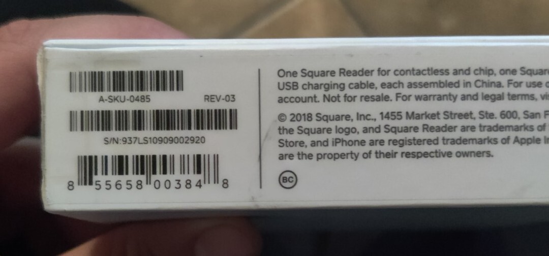 New open box Square Reader Accessories Only phone jack reader and USB cable