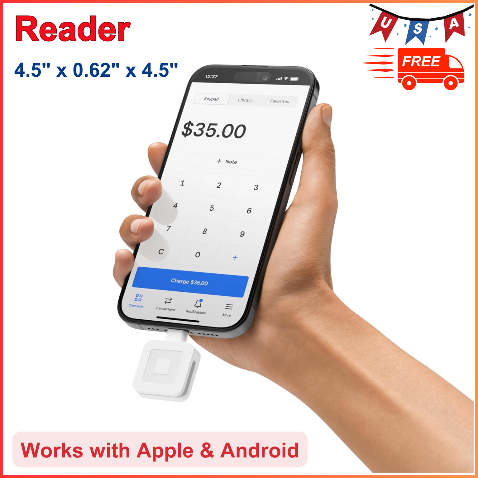 Square Reader for magstripe (USB-C) – Works with Apple Devices with A Lightning