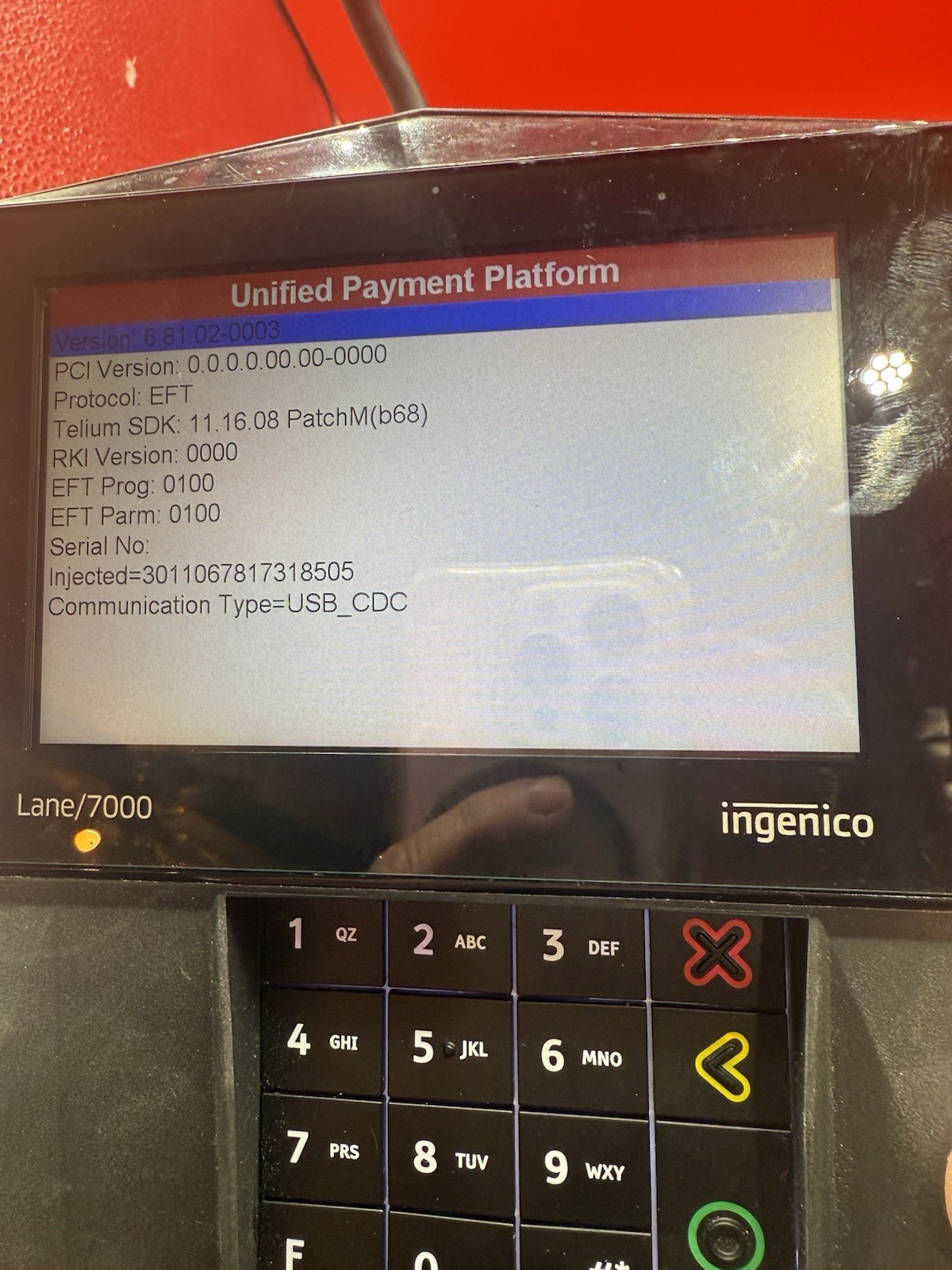 Ingenico Lane 7000 Credit Card Terminal PRG30310679R with Stylus And Cord