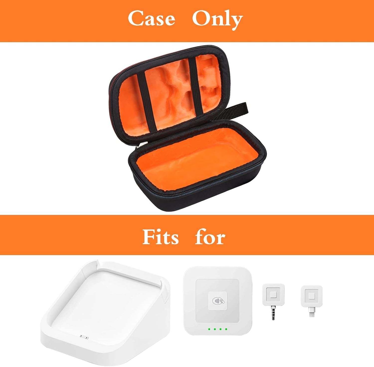 Lightweight Waterproof Case for Square Reader Dock – Unique Black & Orange
