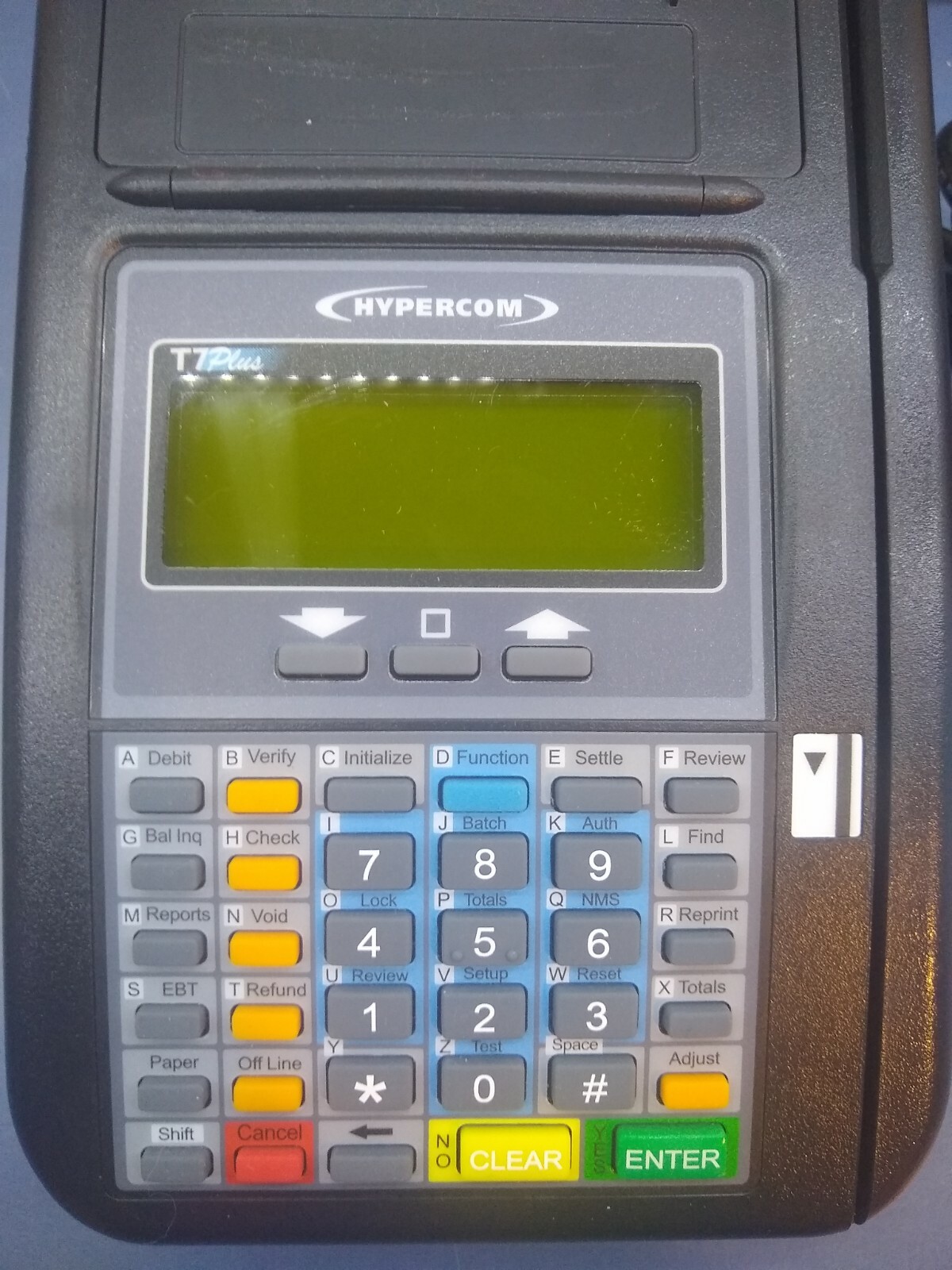 Lot of 2 HyperCom T Series T7PLUS Credit Card Machine Terminals & Power Supplies