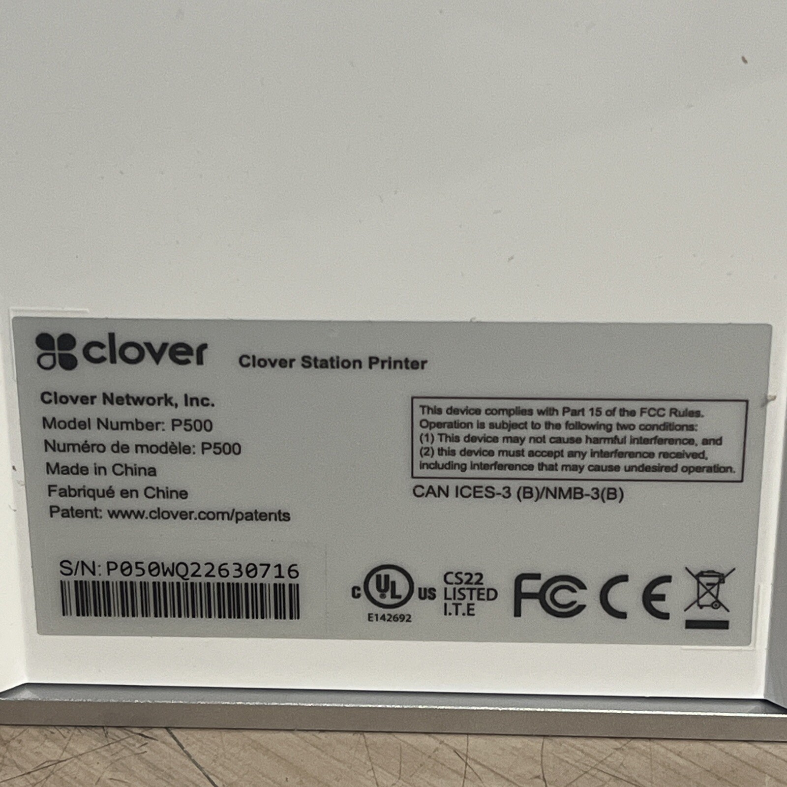 CLOVER STATION P500 RECEIPT PRINTER