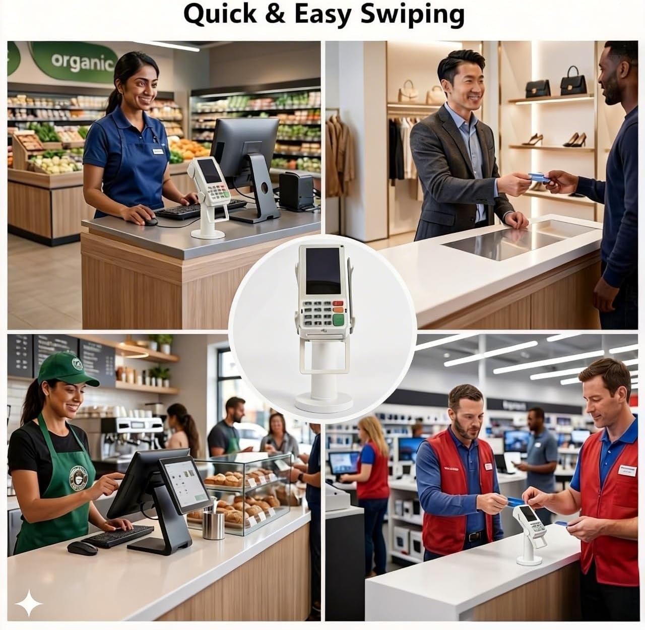 Universal POS Terminal Stand, 360° Swivel & Tilt Adjustable Payment Device