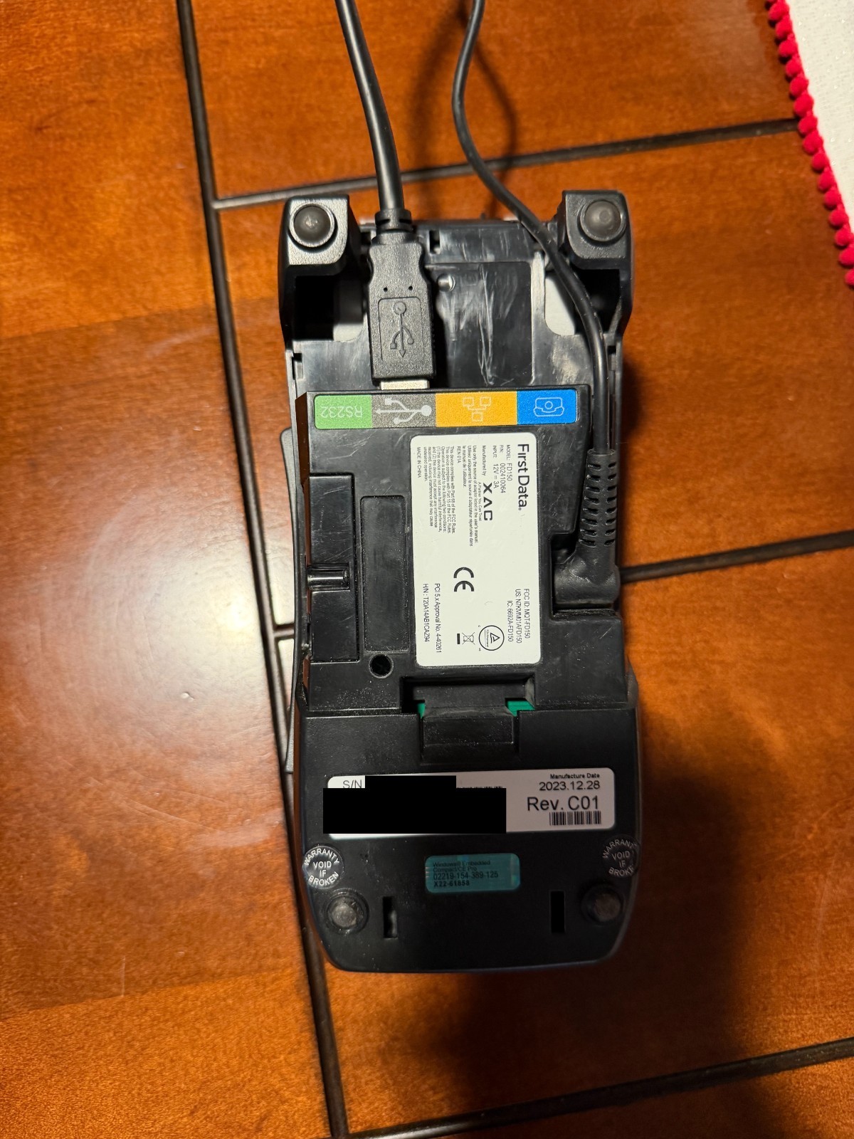 Used First Data FD150 Credit Card Terminal wifi wire power supply