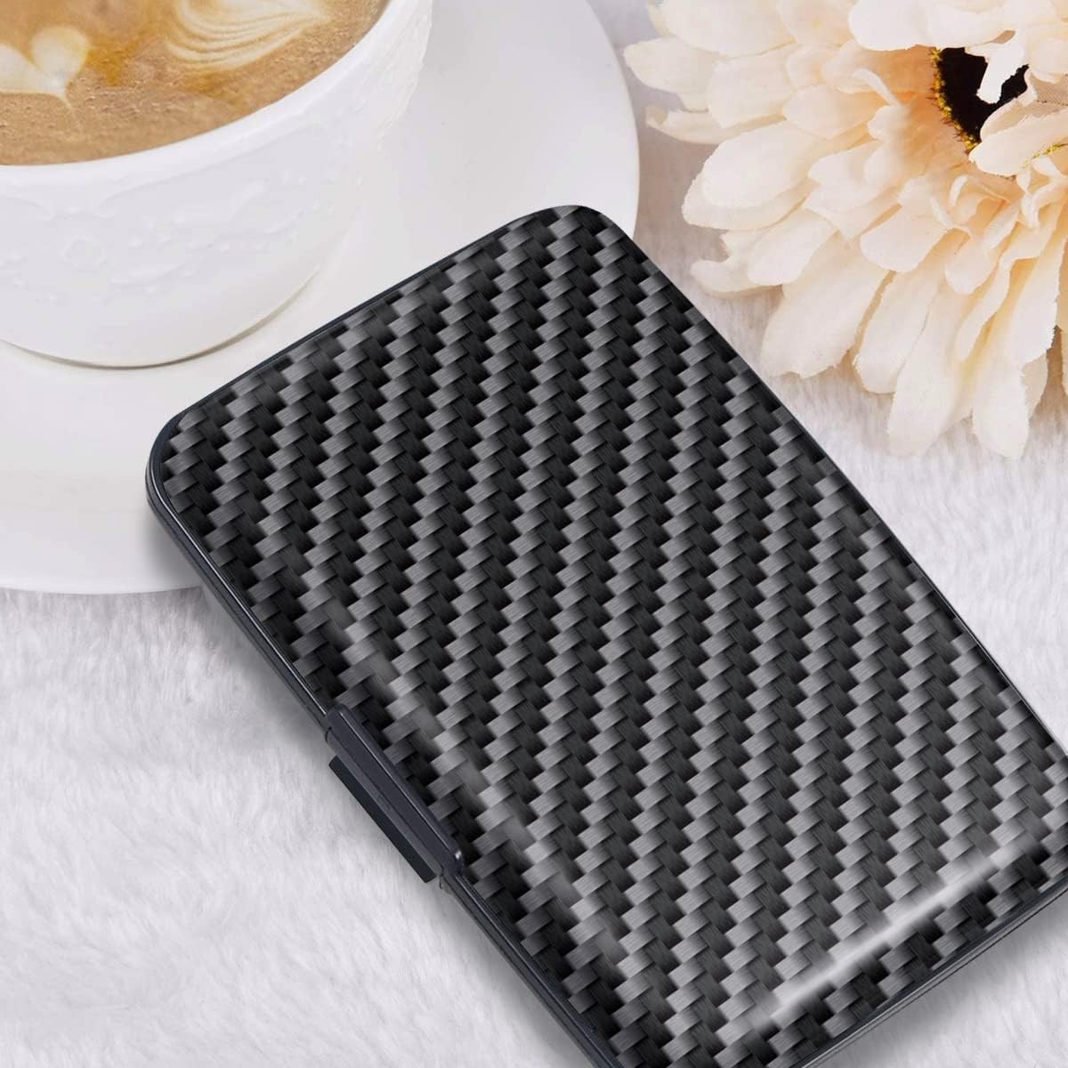 Slim Hard Card Holder Wallet for ID and Credit Cards Carbon Fiber RFID Blocking