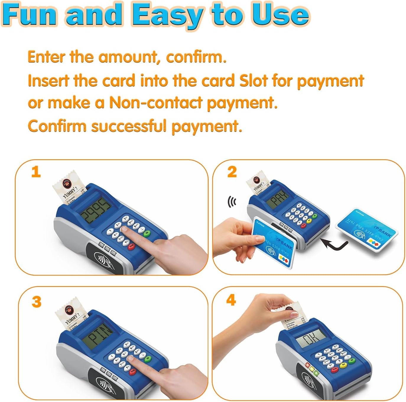 Payment Terminal Toys, Point of Sale Terminal with Light and Sound, Cash Regi…