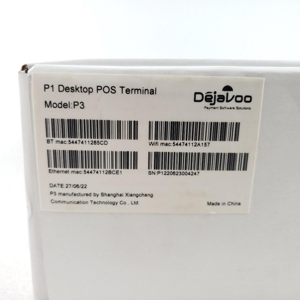 Dejavoo P1 Model P3 Desktop POS Credit Card Terminal