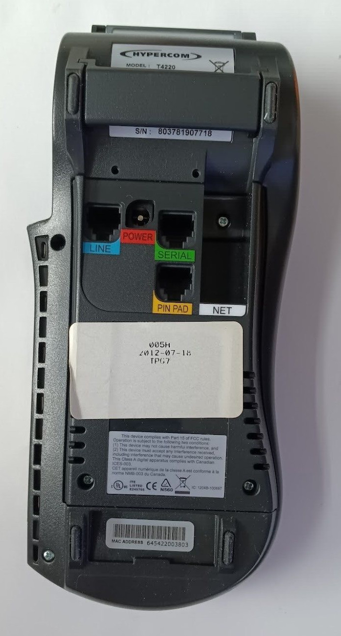 Credit Card Processing Terminal Machine Hypercom Optimum T4220 [No AC Cord Inc]