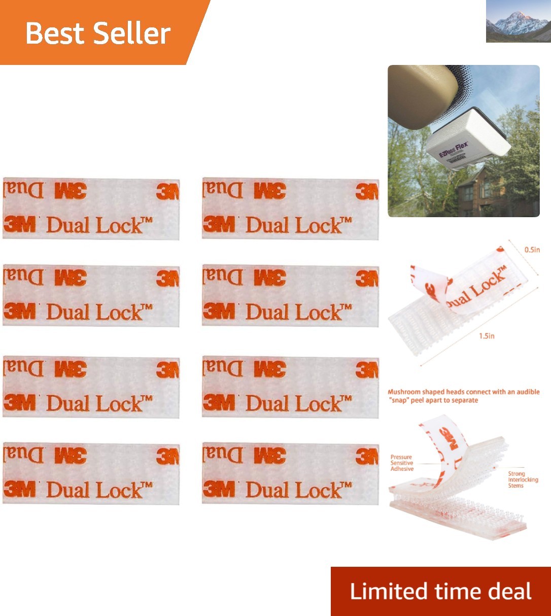 Versatile 8 Pcs Toll Tag Mounting Strips – Indoor/Outdoor Dual Lock Performance
