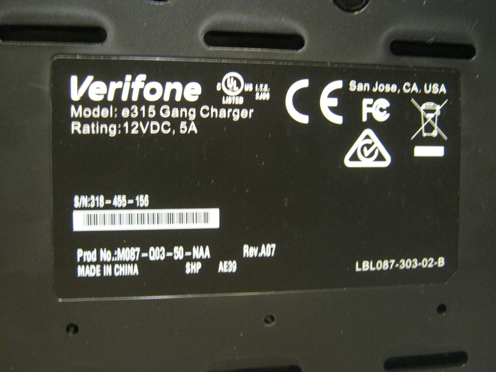 VERIFONE e315 Gang Charger & Power Cord 5 Slot New