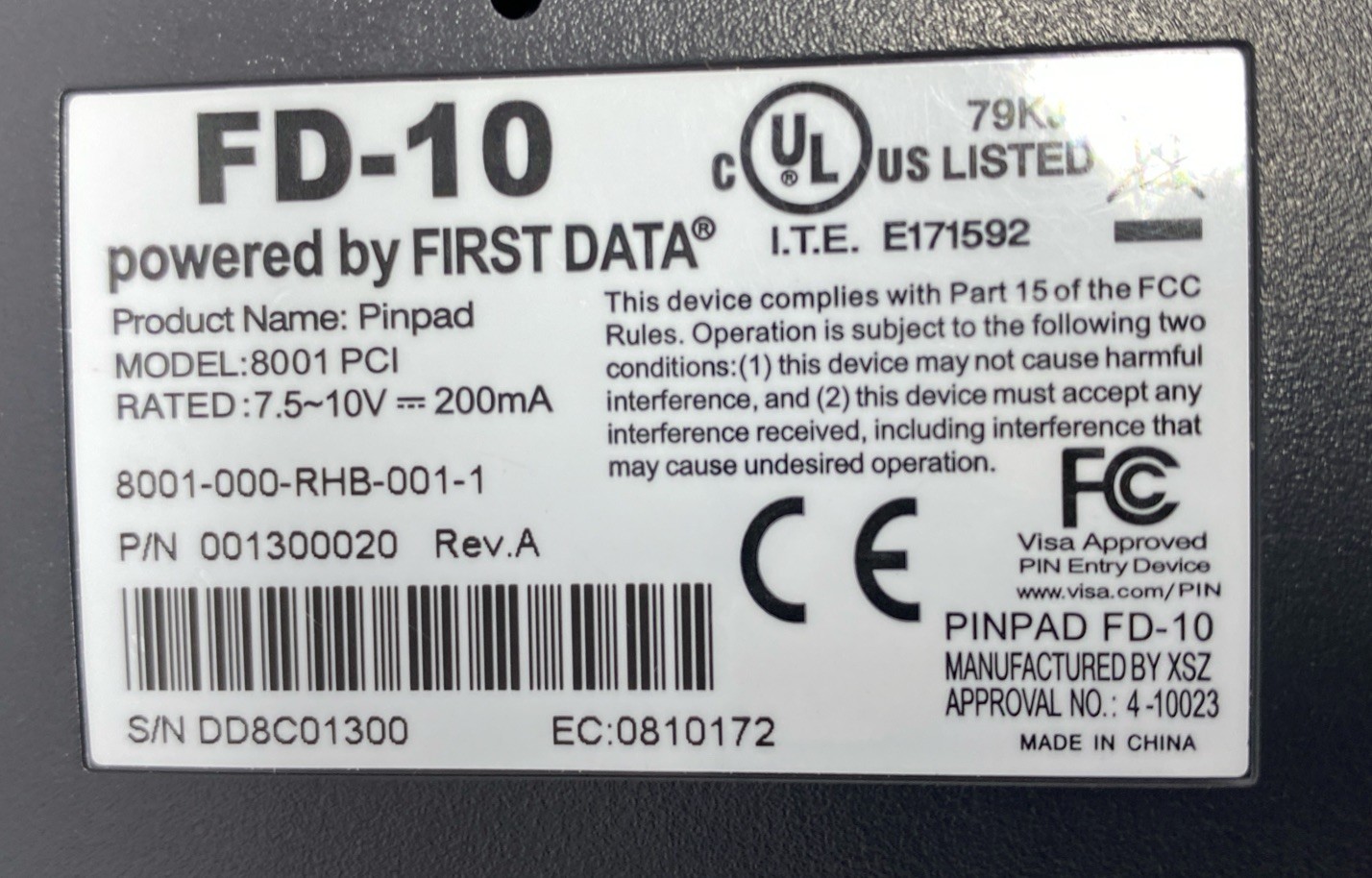 First Data FD50 + FD-10 Credit Card Reader Processing Terminal 