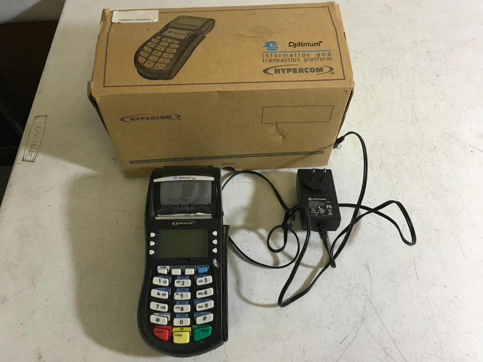 Hypercom T4220 CREDIT / DEBIT CARD READER PRINTER T4220 ORIGINAL BOX POWER CORD
