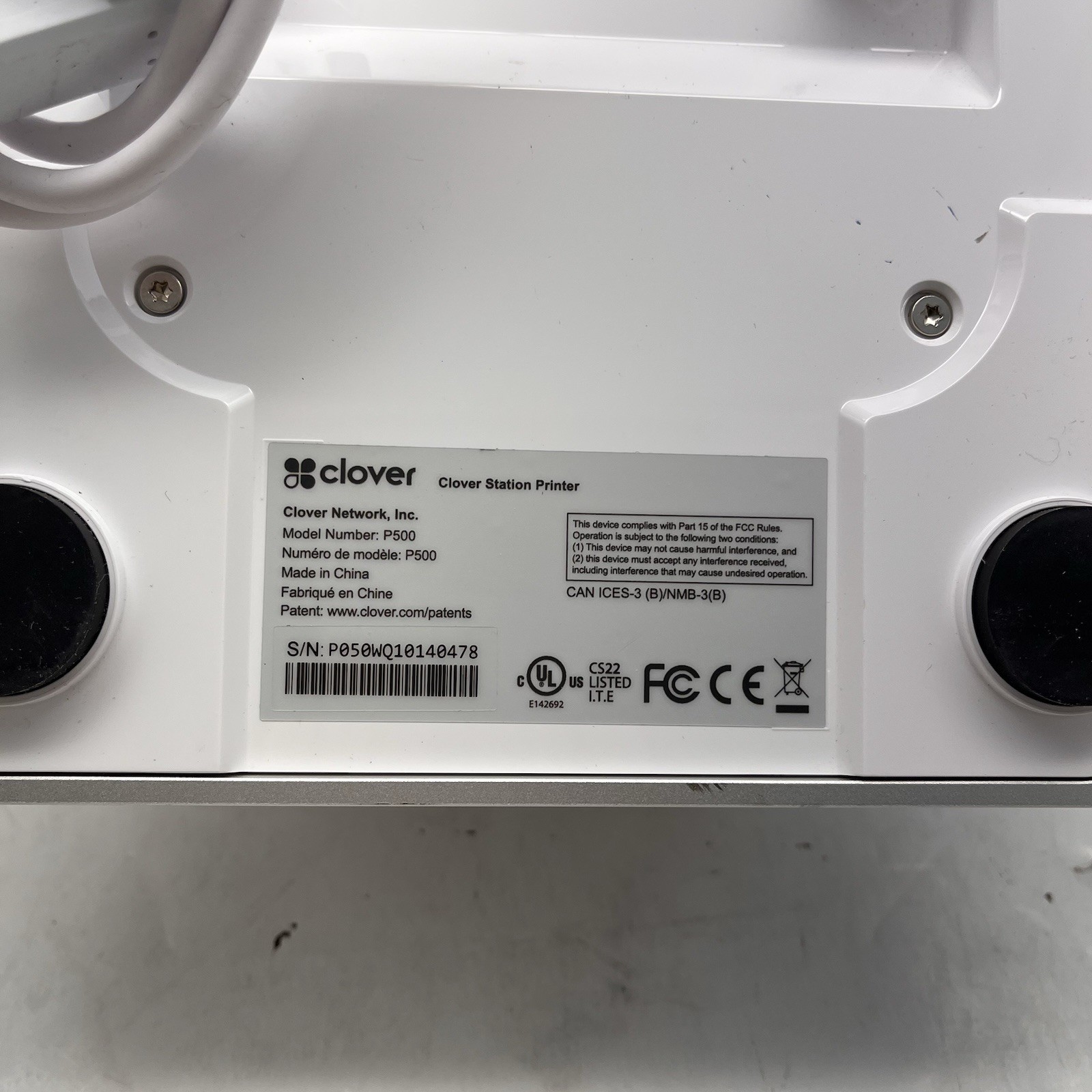 Clover Station Receipt Printer P500 With Cable Sold As Is J1