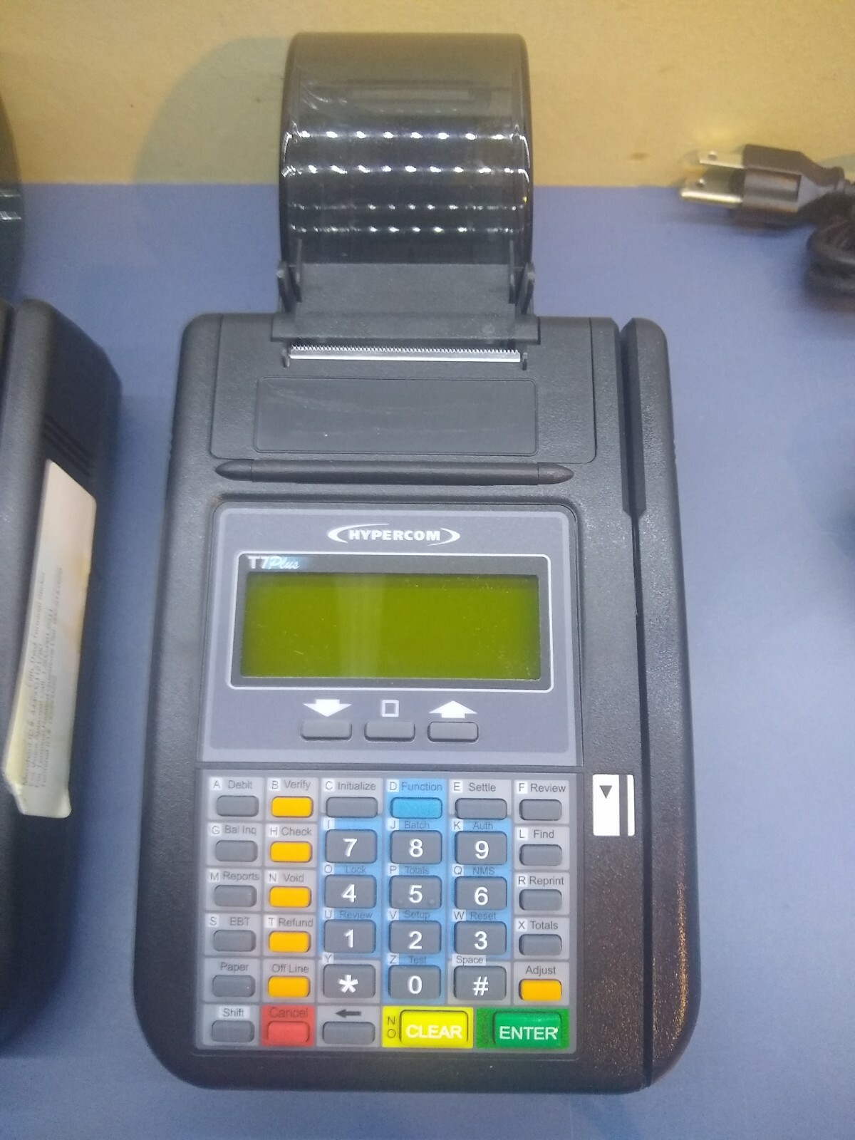 Lot of 2 HyperCom T Series T7PLUS Credit Card Machine Terminals & Power Supplies