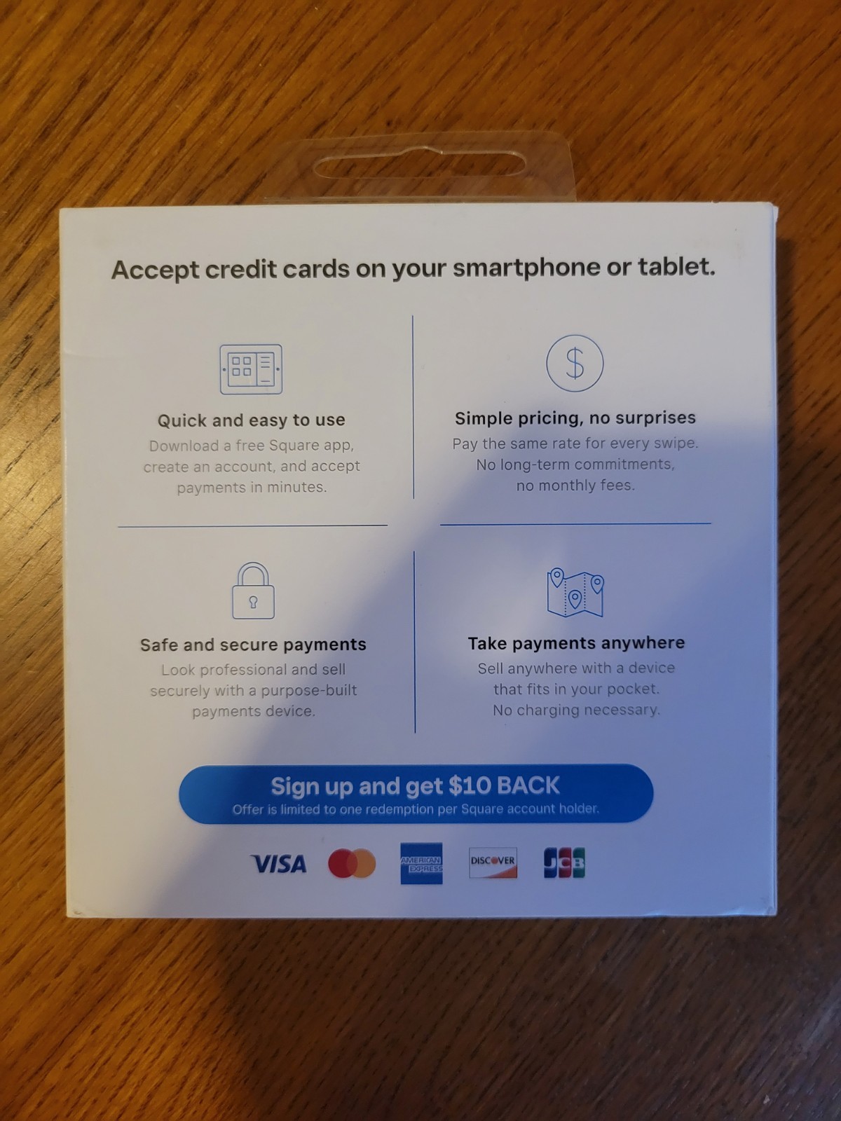 Square Credit Debit Card Reader 3.5mm Headphone Aux Jack White- iPhone & Android